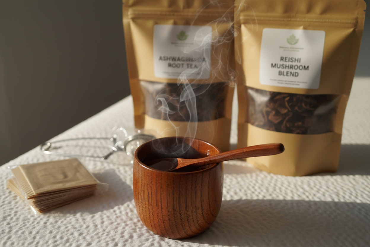 Calm Ritual Tea Set, Ashwagandha and Reishi Herbal Bundle | Self-Care Gift